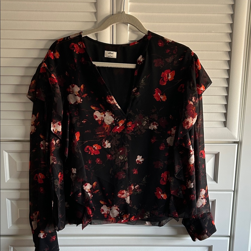 Wilfred Black and Red Floral Blouse
